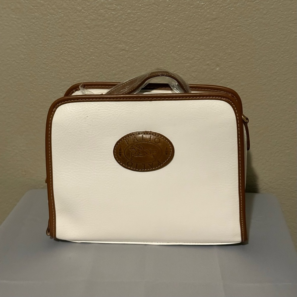 Palio Italy White‎ & Brown Leather Satchel Handbag Vintage Style